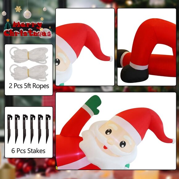 🆕12FT Christmas Inflatables Lying Santa with Built in LED Outdoor Decorations - Picture 8 of 10